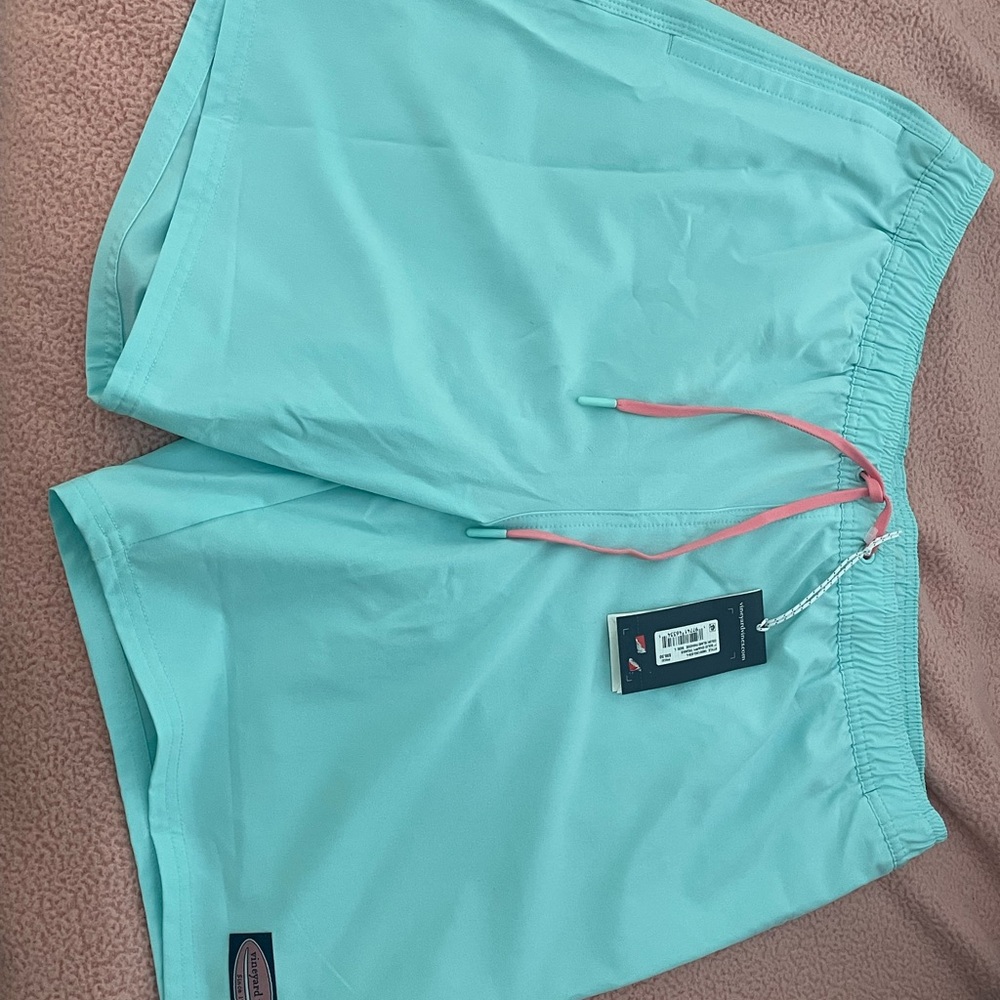 Vineyard Vines Blue Swim Trunks with Pink Accents